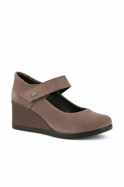 Gondol Genuine Leather Women's Wedge Heeled Shoes Msa.1942 Mink Suede