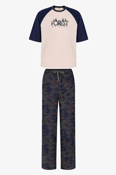 Penti Men's Hidden Woods Camouflage Pattern Oversize Pants Short Sleeve Pajam...