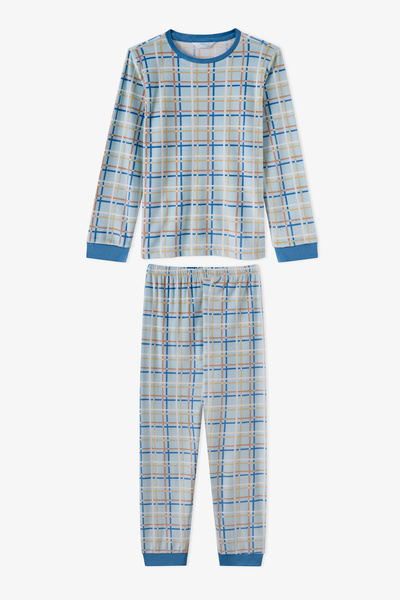 Penti Erkek Çocuk Pastel Mavi Skyline Checks Tef Uzun Kollu Pijama Takımı