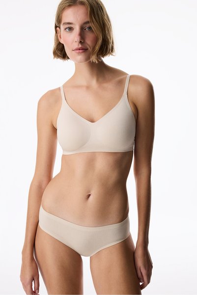 Penti Sutien din bumbac ceramic bej, care nu lasă urme, cu pernuțe detașabile, 24 de ore