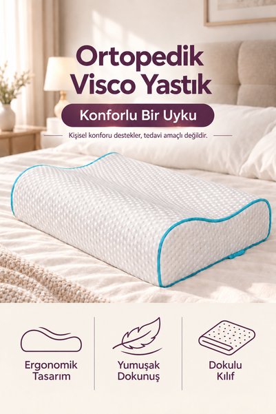 Elart Ortopedik Visco Boyun Yastığı Beyaz