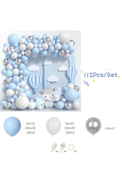 Choice Other BL40708-112Pcs 112Pcs Blue And White Balloons Arch Kit Blue Ball...