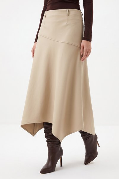 zenne Asymmetric Scuba Skirt 202720 - Stone