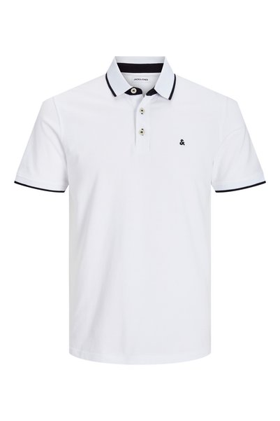 Jack & Jones Мъжка бяла поло блуза Jjepaulos SS Noos Polo Shirt 12136668-Бяла