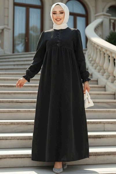 Neva Style Denim Anthracite Hijab Dress 19144Ant