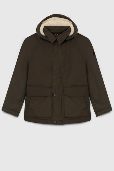 United Colors of Benetton Boy's Khaki Color Detachable Hooded Coat