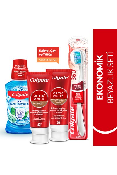 Colgate Optic White Kahve, Çay Kullananlar 50 ml 2'li Diş Macunu, Orta Diş Fı...