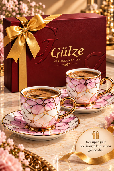 GÜLZE Prestige / Limited Series / VITRA Model 2 Kişilik Kahve Fincan Takımı (...