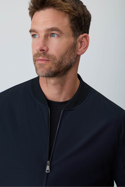 Morven Men's Black Polyamide Zippered Bomber Jacket