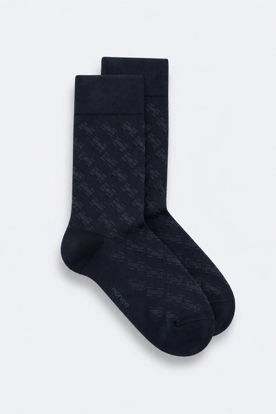 Morven Men's Black Bamboo Patterned Socks