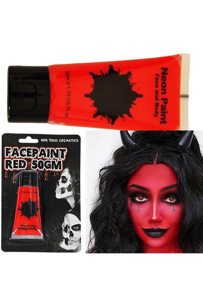 partidolu Halloween Non-toxic Neon Cream Face Body Boyama Makyaj Kırmzı Renk ...