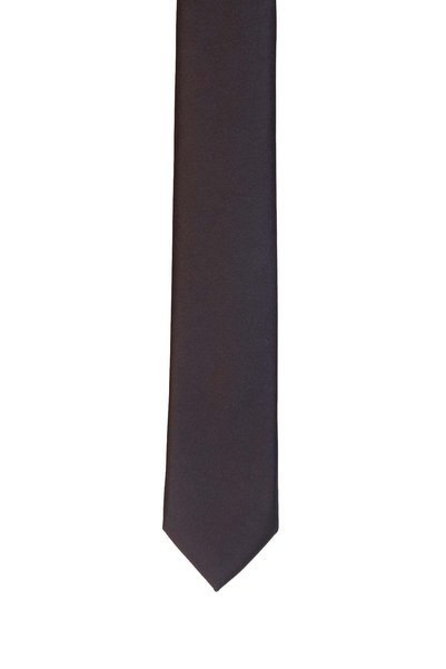 Morven Men's Black Basic Plain Microfiber Tie
