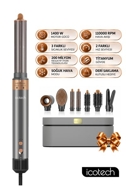 icotech Hs60 Gri 7 In 1 Multi Styler Saç Şekillendirici Saç Maşası Hava Üflem...