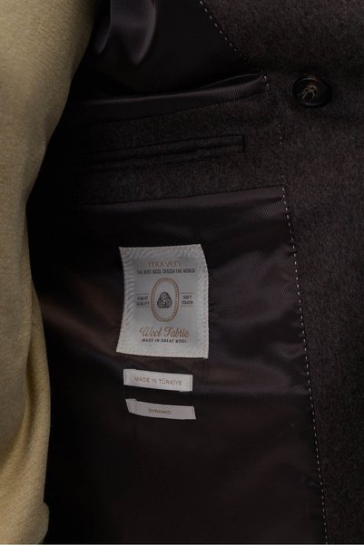 Morven Men's Brown Wool Double-Breasted Sailor Model Dynamic Fit Coat