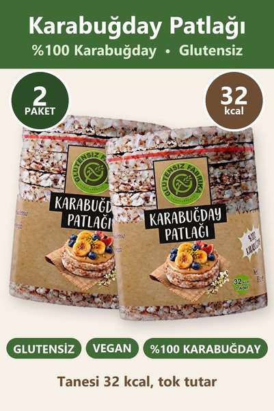 GLUTENSİZ FABRİKA Karabuğday Patlağı Sade 88 G X 2 Paket (GLÜTENSİZ & VEGAN)