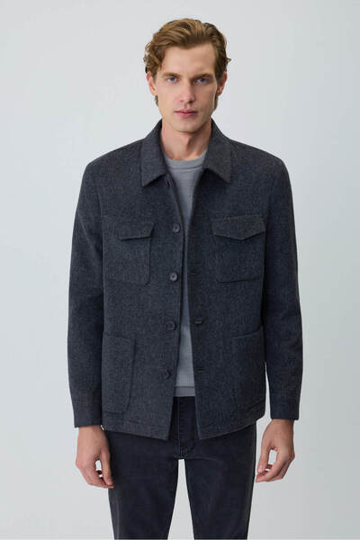 Morven Men's Smoked Trend Wool Safari Model Dynamic Fit Shirt Jacket