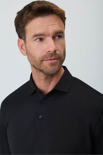 Morven Men's Black Polo Collar Rayon Sweatshirt