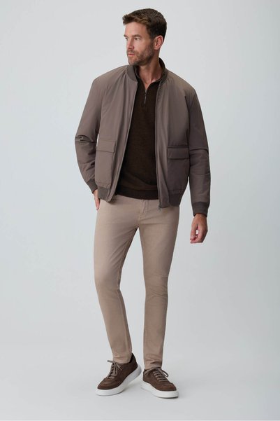 Morven Men's Mink Polyamide Zippered Bomber Coat