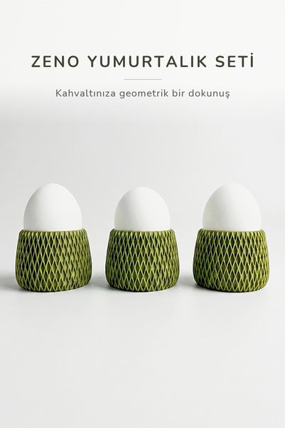 Noldor Zeno Decorative Poached Egg Cups Set of 3 – Green Egg Cups, Breakfast ...