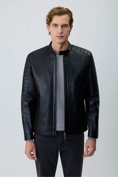 Morven Men's Black Ibiza Biker Short Leather Jacket