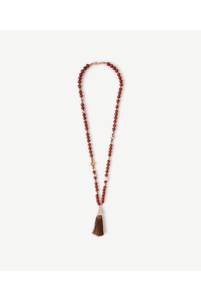 Yargıcı Long Necklace with Tassels and Natural Stones