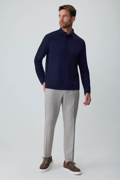 Morven Men's Navy Blue Polo Collar Rayon Sweatshirt