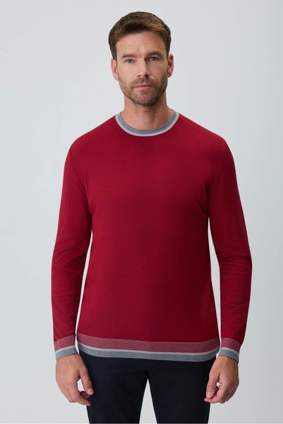Morven Men's Burgundy Modal Crew Neck Knit Sweater