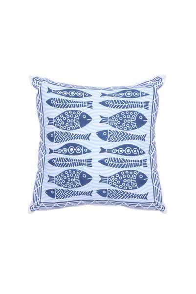 Yargıcı Fish Patterned Cotton Fabric Square Pillow (45X45 cm)
