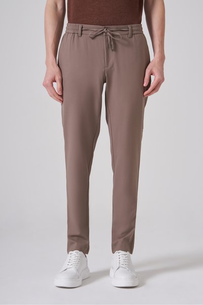 Morven Men's Brown Trend Straight Slim Fit Elastic Drawstring Pants