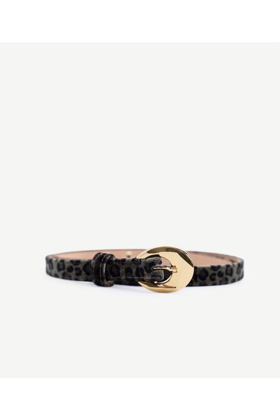 Yargıcı Toka Detaylı Leopar Kumaşlı Kemer