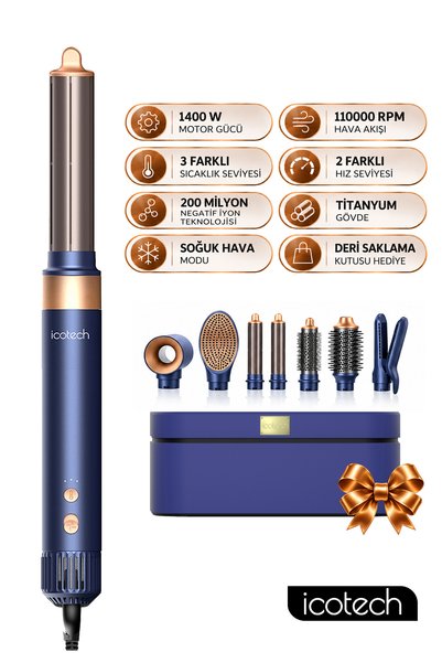 icotech Hs60 Lacivert 7 In 1 Multi Styler Saç Şekillendirici Saç Maşası Hava ...