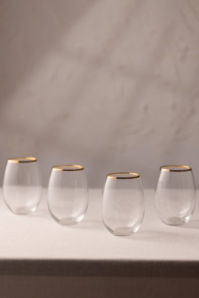 Rakle Astoria Gold Set of 4 Soft Drink Glasses 570 Cc