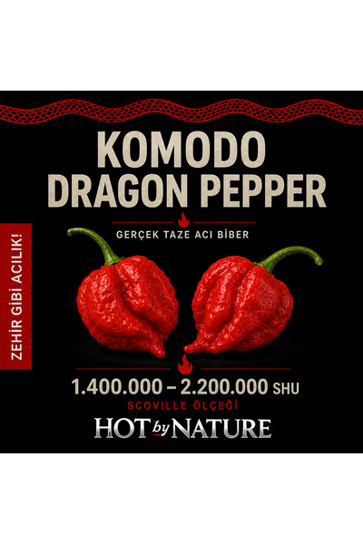 HotByNature KOMODO DRAGON PEPPER / 1,4 – 2,2 Milyon Scoville - Gerçek Taze Ac...