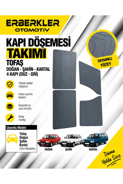 ERBERKLER Tofaş Şahin, Kartal Kapı Döşemesi Takımı (4 Kapı, Düz, Gri)