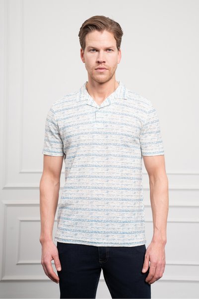 Morven Men's Blue Trend Dynamic Fit Relaxed Cut Polo Neck T-Shirt
