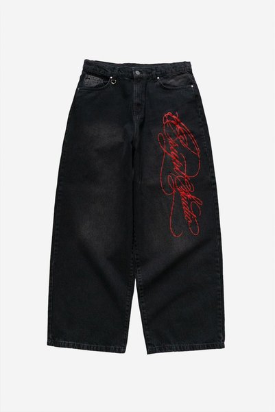 Crupt Studio Crupt Red Chaos Script Barrel Jean Men's Trousers