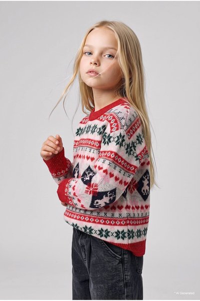 DeFacto New Year's Themed Crew Neck Jacquard Sweater Baby Girl I6361A526Cw