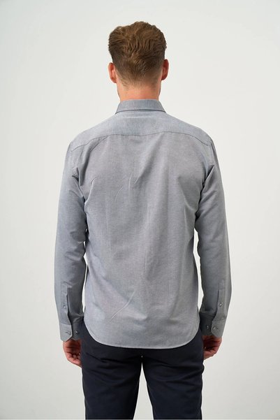 Morven Men's Gray Oxford Slim Fit Button-Down Collar Shirt