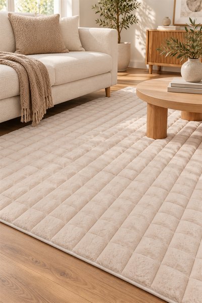 ALA RUGS VİZON Yumuşak Kaymaz Özel Taban Peluş Salon Halısı