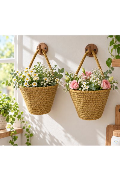 EGE ÖRGÜM Coș decorativ Mini organizator Jardiniere 2 buc Mini albastru cobal...