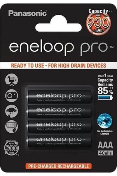 PANASONIC Baterie reîncărcabilă Eneloop Pro AAA Ni-MH 930mAh 1.2V 4 bucăți