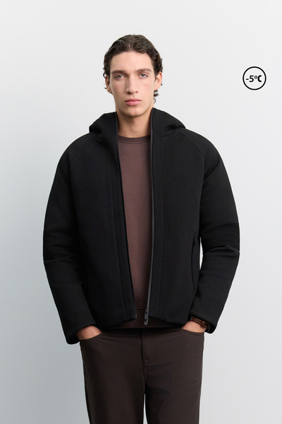 Avva Men's Black Hooded Collar Lightweight Comfort Fit Coat Resistant to -5 D...