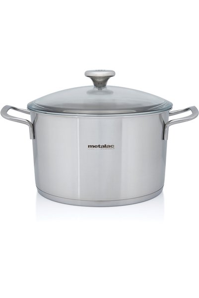 Metalac Oala 6l cu capac din sticla Santino inox/24cm/6l