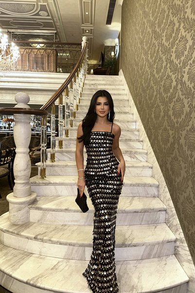Eyyo Rhoda black strap sequin detail dress