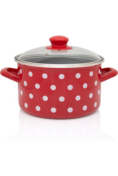 Metalac Oala 4l cu capac din sticla Tufne email/20cm/4l