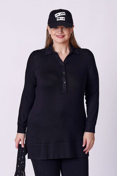 Büyük Moda Polo Collar Thin Knitted Blouse