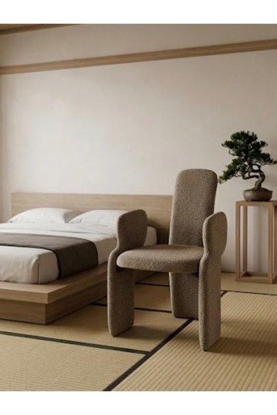 IN HOME STORE كرسي مفرد بتصميم عصري وخامة قماش رمادي