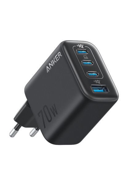 Anker Încărcător Zolo 70W GaN, 3x USB-C, 1x USB-A, PD 3.0, Negru