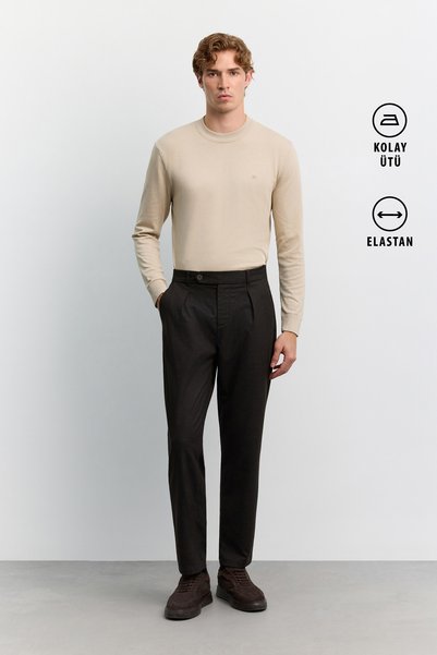 Avva Erkek Kahve Yumuşak Tuşeli Dil Kapamalı Arka Beli Lastikli Relaxed Fit P...