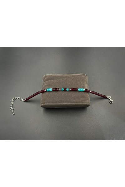 egelia collection Bordo Mavi Akik Taşı Bileklik